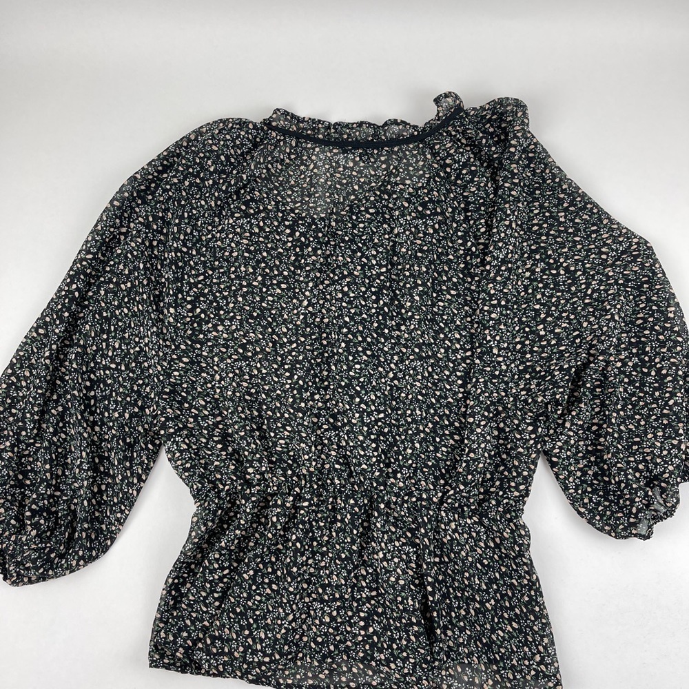 Papermoon Blouse Womens Medium Black Floral See Through - Picture 7 of 8